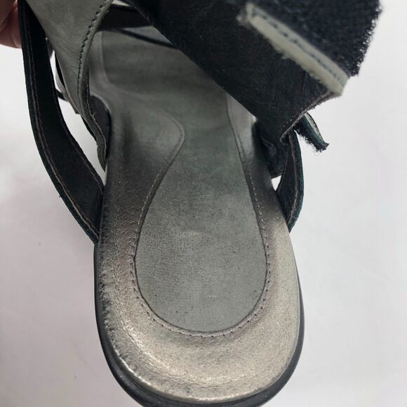 NAOT Platform Wedge Sandals 40 US 9-9.5 Prestige Leather Strappy Shoes Navy Blue - Picture 8 of 10